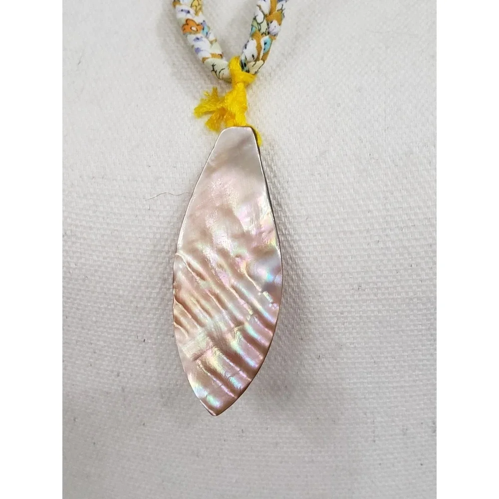 NEW Free People Ariana Ost Mother of Pearl Shell Pendant Necklace Coastal Long